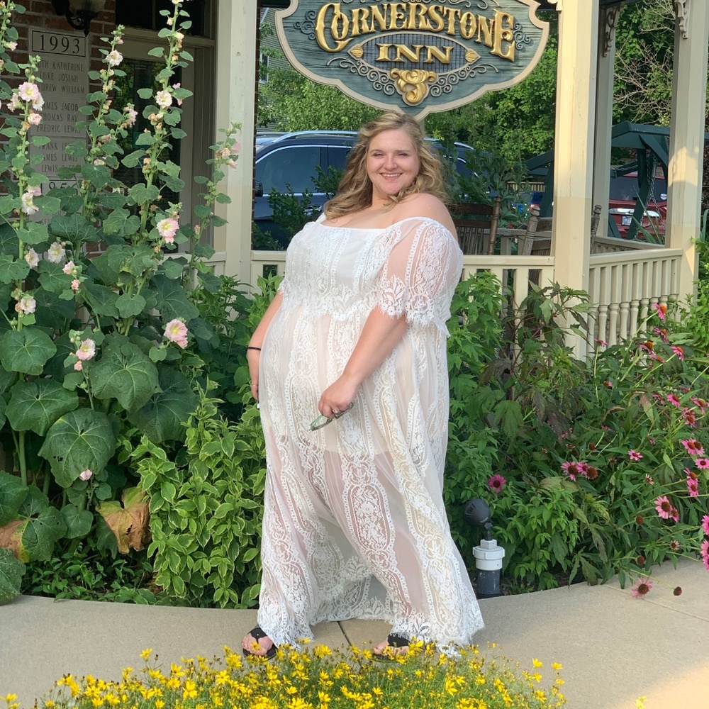 Plus Size Baltic Born Lace Off Shoulder Dress